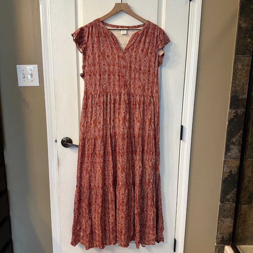 Sweet Magnolia | XXL Short Sleeve Tiered Maxi Dress Viscose Lined Boho Peasant